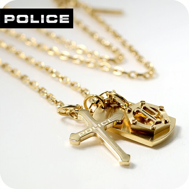 乐天商城 - ポリス ネックレス メンズ ブランド POLICE TRIPLELOCK プレート 十字架 ヘキサゴン クロス GN0085401 ゴールド アクセサリー