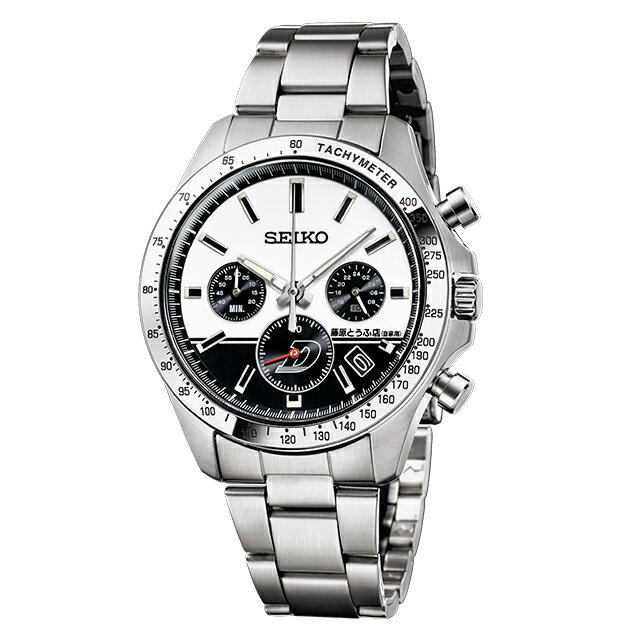 【12月下旬入荷予定予約受付中】 頭文字D×セイコー コラボウオッチ クオーツ 電池式 腕時計 ブランド メンズ 数量限定 クロノグラフ 51490 アナログ ホワイト ブラック 黒 日本製 おしゃれ 防水 プレゼント 男性 実用的