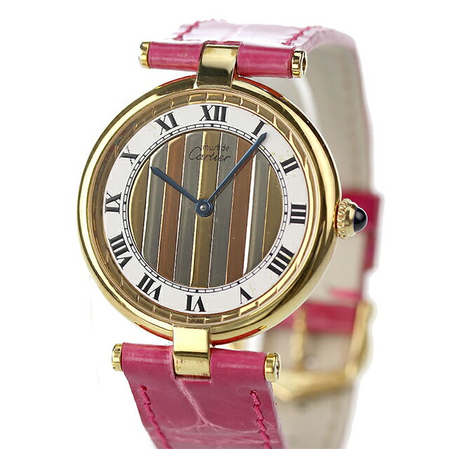 【中古】 カルティエ Cartier マスト ヴァンドーム ヴェルメイユ MUST VENDOME トリニティ MUST VENDOME クオーツ シルバー925 腕時計 ブランド レディース ホワイト ゴールド ピンク 白