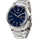 \さらに+4倍★今だけ!!/【中古】 シチズン CITIZEN アテッサ エコドライブ 電波時計 腕時計 チタン カレンダー ATESSA AT6050-54L アナログ 腕時計 ブランド メンズ ネイビー おしゃれ 防水 男性 実用的