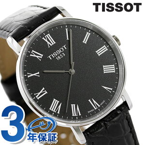 ティソ T-クラシック エブリタイム ミディアム 38mm メンズ 腕時計 T109.410.16.053.00 TISSOT ブラック 革ベルト 時計