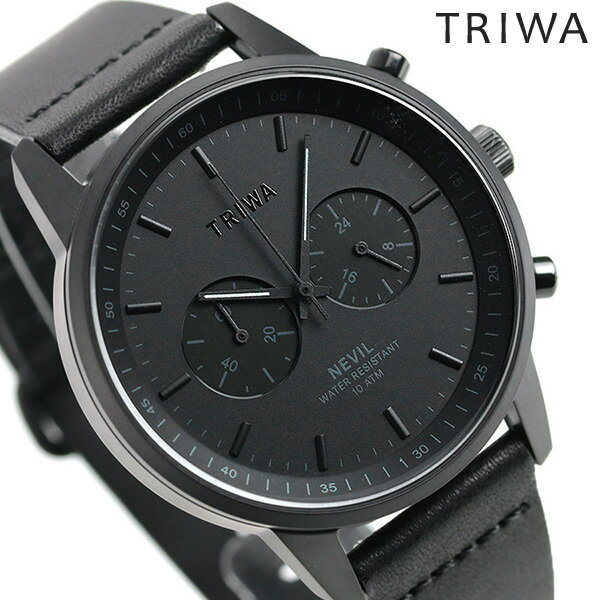 【今ならポイント最大32倍】 トリワ TRIWA スウェーデン 北欧 シンプル クロノグラフ 42mm メンズ 腕時計 NEST127-CL010101P ネビル オールブラック 黒 時計【あす楽対応】