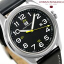 \さらに+4倍★今だけ!!/ URBAN RESEARCH 3針デイト 革ベルト メンズ 腕時計 UR001-01 アーバンリサーチ ブラック 時計 ブランド ...