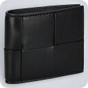 ボッテガ・ヴェネタ 二つ折り財布 メンズ BOTTEGA VENETA イントレチャート レザー 649603 V47V1 8803 ブラック ウォレット ブラ...