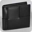 ボッテガ・ヴェネタ 二つ折り財布 メンズ ブランド BOTTEGA VENETA イントレチャート レザー 649605-V47V1 ブラック ウォレット 高級...