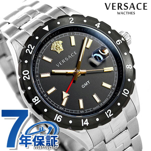 ヴェルサーチェ 腕時計（メンズ） ヴェルサーチ 時計 メンズ 腕時計 ブランド ヘレニウム GMT 42mm VE1100219 VERSACE ヴェルサーチェ ブラック 記念品 ギフト 父の日 プレゼント 実用的
