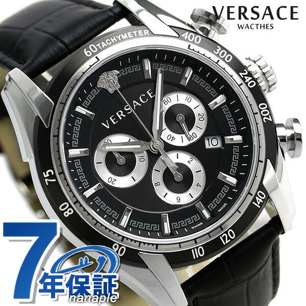 ヴェルサーチェ 腕時計（メンズ） ヴェルサーチ 時計 メンズ 腕時計 V-レイ クロノグラフ スイス製 VEDB00118 VERSACE ブラック 革ベルト 新品