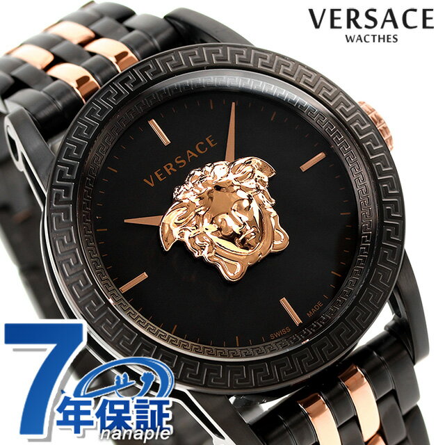 ヴェルサーチ 腕時計（メンズ） 【ショッパー付】ヴェルサーチ パラッツォ クオーツ 腕時計 ブランド メンズ VERSACE VERD01623 アナログ ブラック ピンクゴールド 黒 スイス製 父の日 プレゼント 実用的