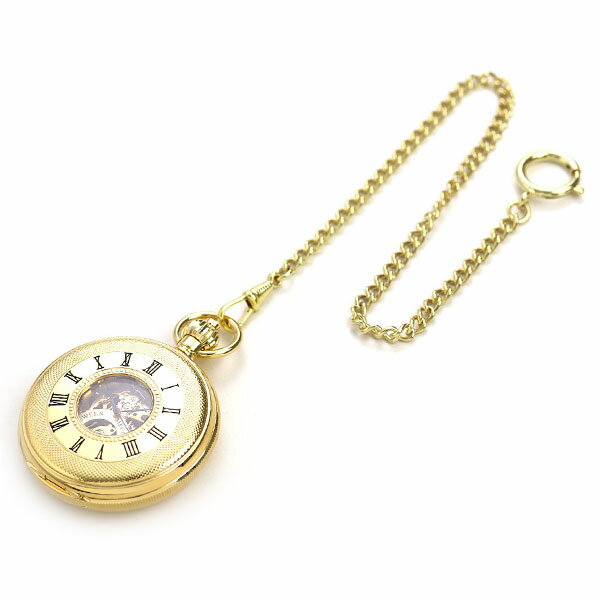 ラポート 懐中時計 スケルトン ダブルハンターケース イギリス製 手巻き PW48 Rapport ゴールド 時計 プレゼント ギフト