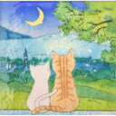 【名入れGIFTセット】月夜のネコ 七宝焼 七宝焼き 七宝絵画 絵 絵画 額 絵画額入り 額縁付き 名入れギフト プレゼント 贈り物 誕生日 お祝い インテリア