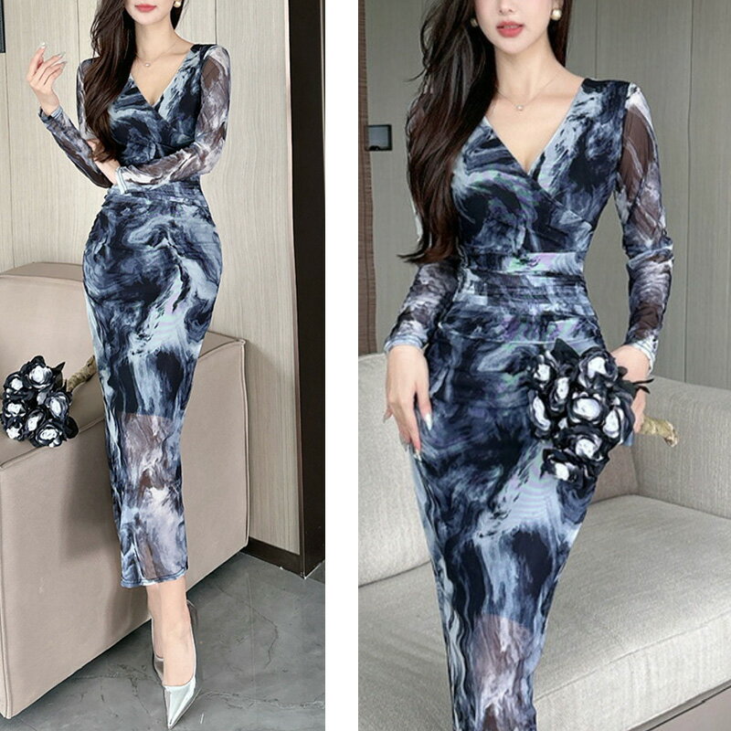 .ロングワンピース 長袖 フォーマル マキシ丈ワンピース レディース きれいめ キャバドレス ロング ワンピース 花柄 ロングドレス セクシー キャバ ドレス ...