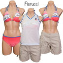 限定1着のみ レディース高級ブランド水着【FIORUCCI フィオルッチ】 NIKKI製造 POPなロゴ入りタンキニ+ボーダー柄ホルターネックビキニ+カバーパン...