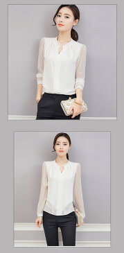 .袖 シースルー トップス 長袖 ブラウス 大人 上品 きれいめ 春 秋冬 シフォン フォーマル オフィス 大きいサイズ シャツ 丸襟 ビジネス シンプル ダンス衣装 30代 40代 50代 黒/白/m/l/ll/2l/