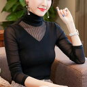 レース シースルー シアートップス レディース カットソー 長袖 シャツ ハイネックインナー きれいめ 大人 シアートップス 春夏 秋冬 オフィス フォーマル ...