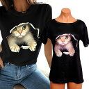 猫柄 tシャツ レディース おしゃれ 半袖 uネック シャツ トップス ネコ柄 大きいサイズ アニマル柄 春夏 春 モノトーン おもしろ かわいい カジュアル ...