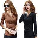 トップス レディース 秋冬 長袖 カットソー シャツ カシュクール シャツ 大きいサイズ Vネック 30代 40代 50代 お嬢様 カシュクールシャツ カットソ...