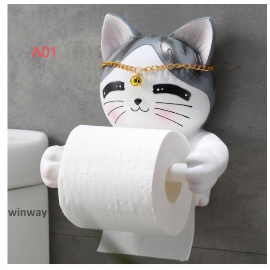 トイレットペーパーホルダー おしゃれ かわいい 北欧 設置簡単 アニマル 猫 ブタ 犬 動物 小物掛け フ..