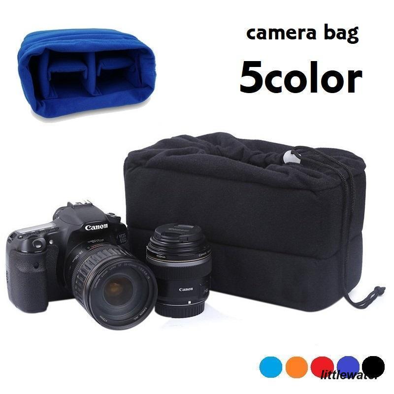 カメラバッグ インナーバッグ 巾着 バッグインバッグ 男女兼用 クッション性 仕切り付き 一眼レフ収納 ..