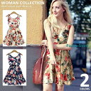 花柄 ワンピ ワンピース ミニワンピ レディース ノースリーブ シフォン Aライン リゾート エスニック