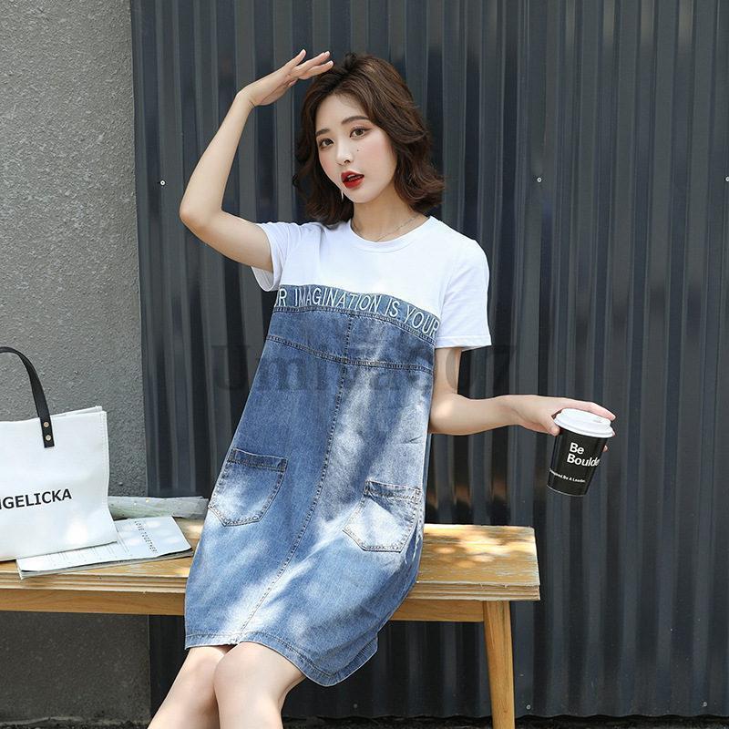 tシャツ ロング丈 半袖 デニム レディース tシャツワンピース ロンt ゆったり カジュアル お出かけ レディースtシャツ おしゃれ 春夏 トップス