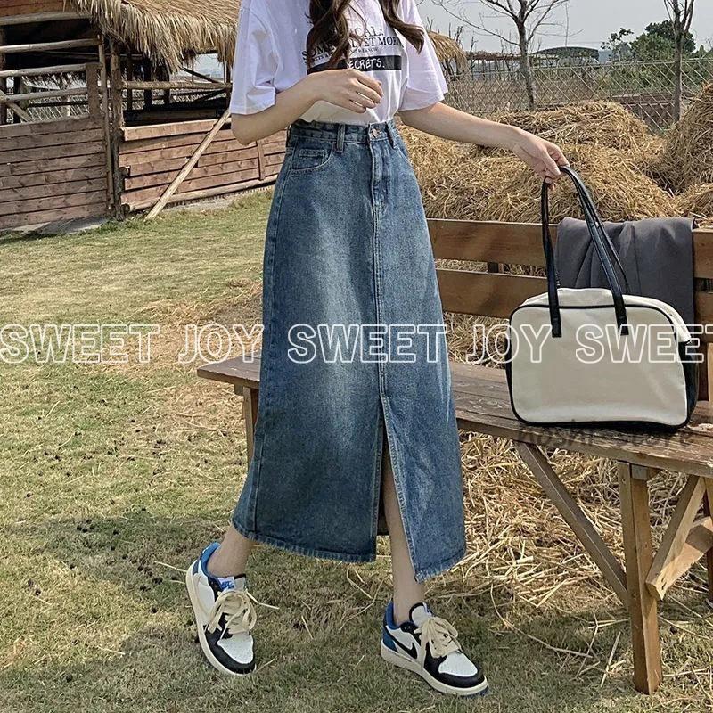 デニムスカート レディース ロング丈 着痩せ Aライン ゆったり 通勤 美脚 カジュアル 体型カバー ハイウエスト 着回し おしゃれ 春夏秋 お洒落