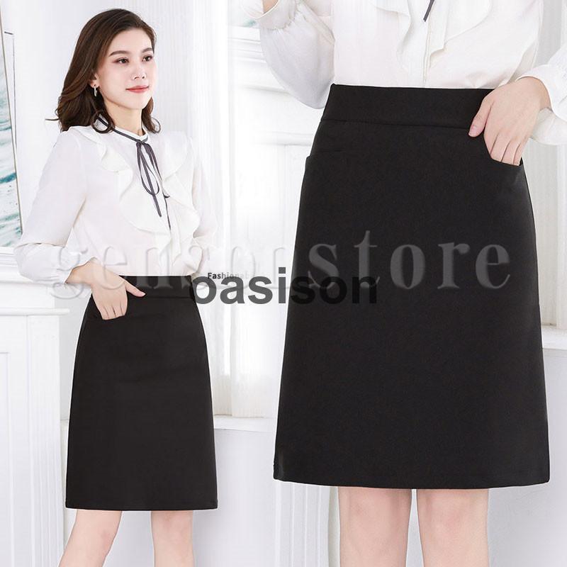 Aラインスカート ひざ丈 黒 ストレッチ タイトスカート レディース 30代 春夏 きれいめ ビジネス 通勤OL オフィス 事務服スカート ハイウエスト ボトムス 美脚