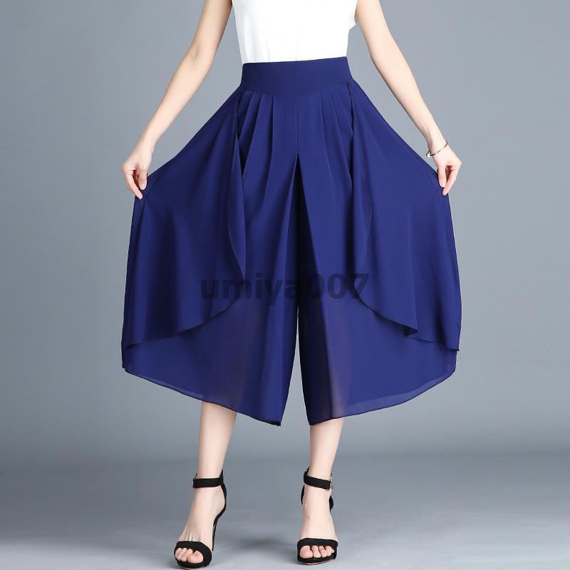 ガウチョパンツワイドパンツシフォン...