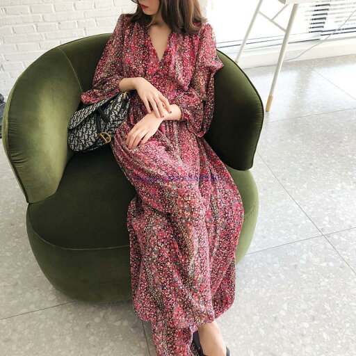 マキシワンピース ワンピース レディース ロングワンピース vネック 春秋 オシャレ 結婚式ドレス 長袖 シフォン マキシワンピース ワンピース レディース ロングワンピース vネック 春秋 オシャレ 結婚式ドレス 長袖 シフォン