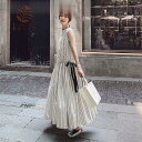 マキシワンピース ワンピース ロング レディース 夏 ノースリープ 蝶結び マキシ丈 フレア 韓国風 ストライプ オシャレ 着痩せ 上品 大人可愛い ドレス(4)