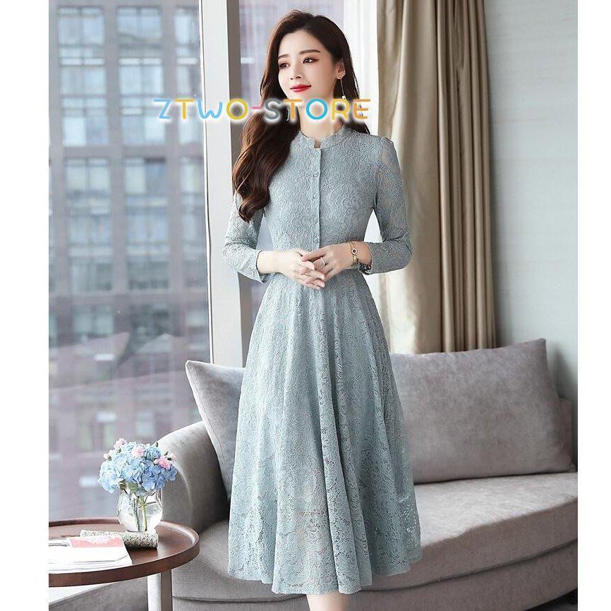 レースドレス 長袖ワンピース レディース キレイめ 30代40代結婚式 膝下丈ワンピース aラインドレス 通勤 オフィス ミモレ丈 パーディードレス 春新作