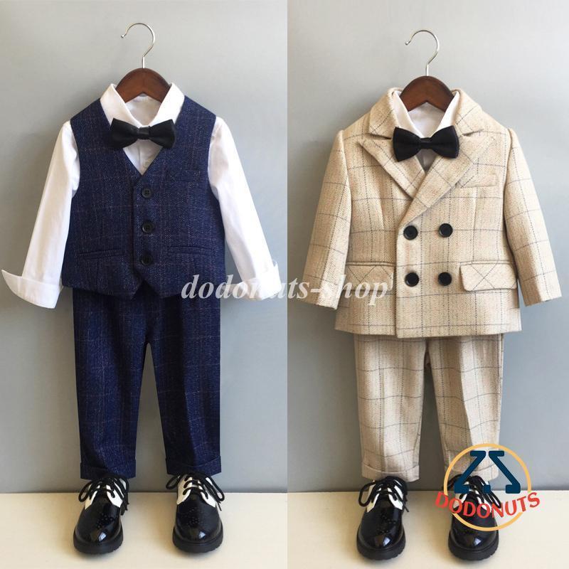一部！子供服 フォーマル 格子柄 スーツ 入学式 卒業式 男の子 タキシード キッズ 結婚式 発表会 卒園式 七五三 ジュニア 80 90 100 110 120 130 140 150