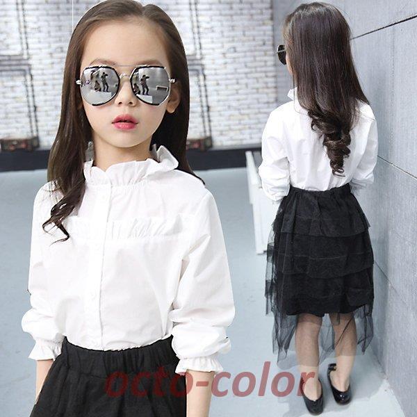 ブラウスキッズ長袖韓国子供服女の子...