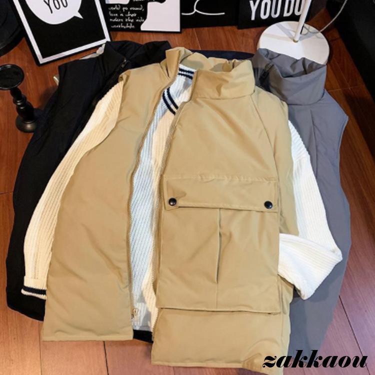 メンズ ライト ダウンベスト トレンド 保温 軽量 カップル 中綿 ダウンコート ジップ ジャンパー 秋冬 ダウンジャケット