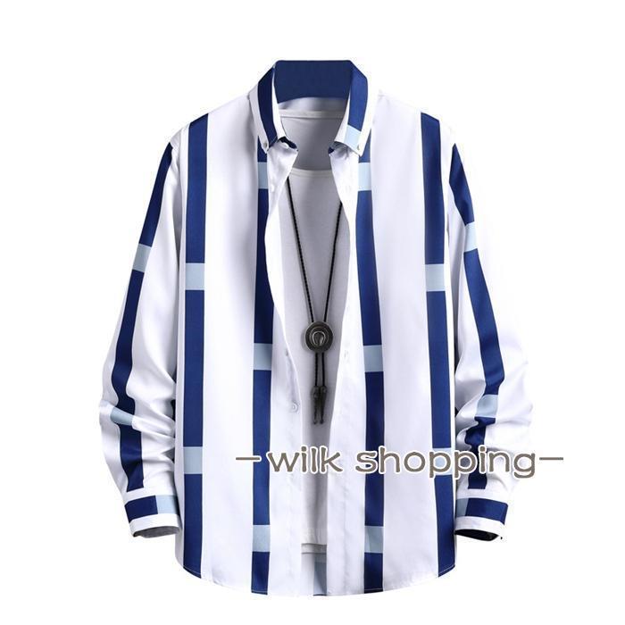 カジュアルシャツ メンズ 40代 50代 ボタンダウンシャツ 長袖 ストライプシャツ スリム 紳士服 ビジネス お兄系 秋服