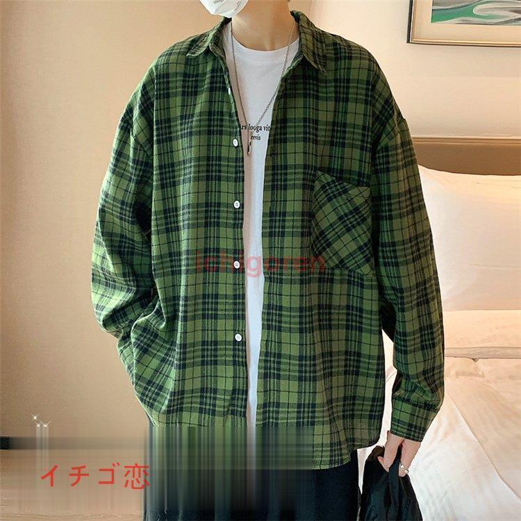 シャツ メンズ 長袖シャツ カジュアルシャツ チェック柄 トップス ネルシャツ チェックシャツ 新作 春..