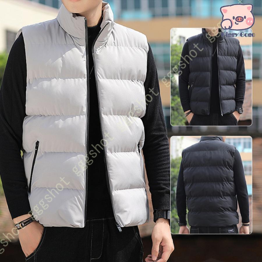中綿ベスト ダウンベスト メンズ ベスト 袖なしダウンジャケット カジュアルベスト 大きいサイズ スタンドカラー ジップアップ オシャレ 中綿 コート