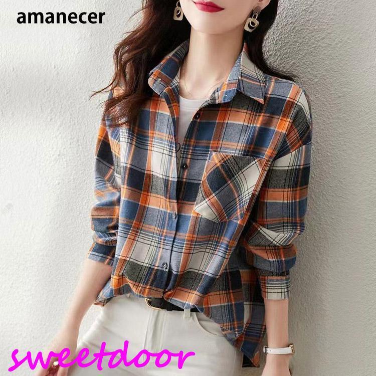 チェックシャツ長袖レディースネルシ...