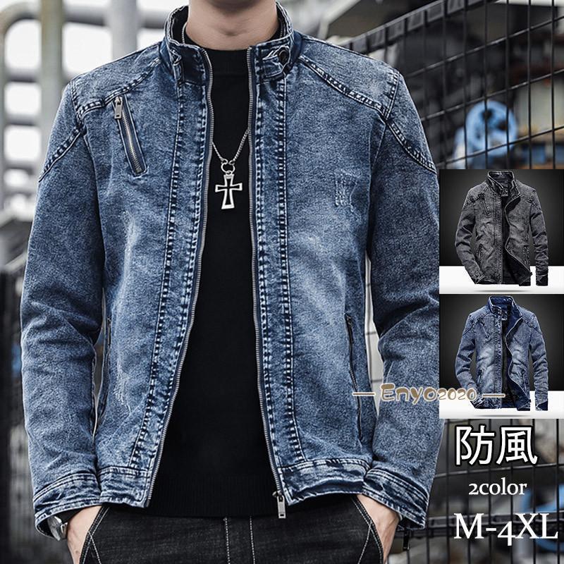 デニムジャケット メンズ ジージャン Gジャン ライターズジャケット ジップアップ ストレッチ アウター..