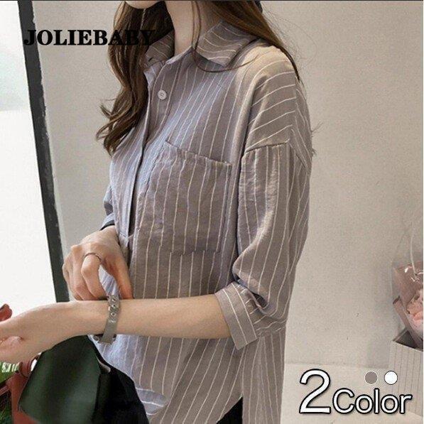 シャツレディース長袖七分袖シャツブ...