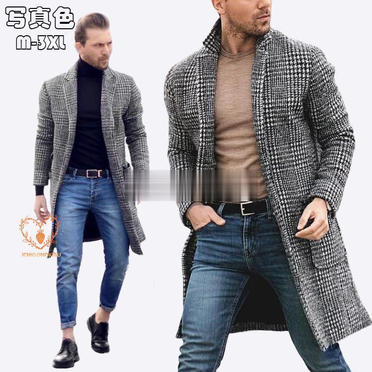 チェスターコート メンズ チェック柄 ビジネス ジャケット ラシャコート ロングコート メルトンコート 通勤 アウター 英国風 紳士服 防寒保温