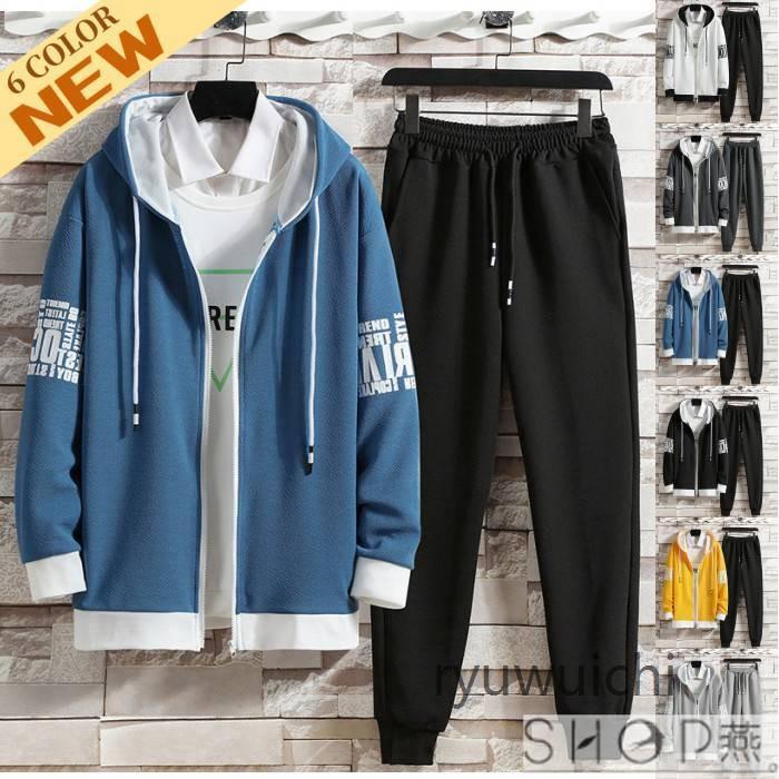 セットアップ メンズ ジャージ スウェット上下セット 春 夏 カジュアル スポーツウェア 長袖 トップス ..