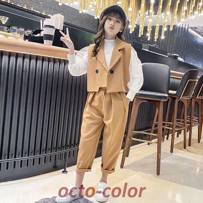 女の子 スーツ フォーマル 2点セット 発表会 七五三 入学式 卒業式 キッズ ベスト+パンツ 上下セット 学生 姉妹 記念日 イベント 誕生日 セットアップ 120-170