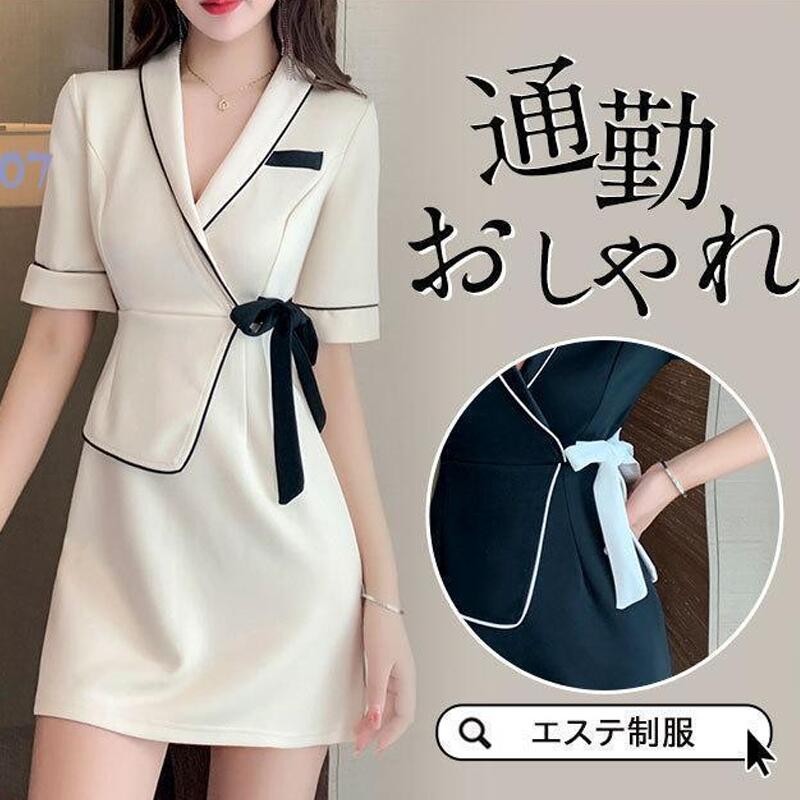 エステ ユニフォーム サロン 通勤 レディース 女性 制服 おしゃれ 半袖 ワンピース ネイル 美容 歯科衛..