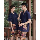 甚平上下セット メンズ レディース パジャマ オシャレ ルームウェア ユニセックス 半袖 トップス+パンツ Vネック 前開き 寝巻き 寝巻 お風呂 ペア用 ペアルック