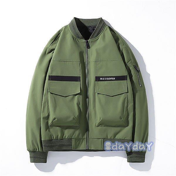 ビター系 大きいポケット付き お兄系 春秋 コーチジャケット メンズ ブルゾン スプリングコート カッコイイ ミリタリージャケット 無地ジャケット