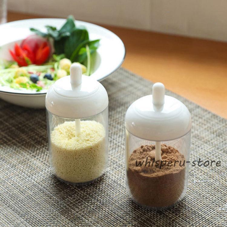 2点セット 調味料入れ 調味料容器 ストッカー 収納ケース キッチン収納 調味料ラック 保存容器 スパイスボトル　塩 胡椒 香辛料 砂糖 醤油