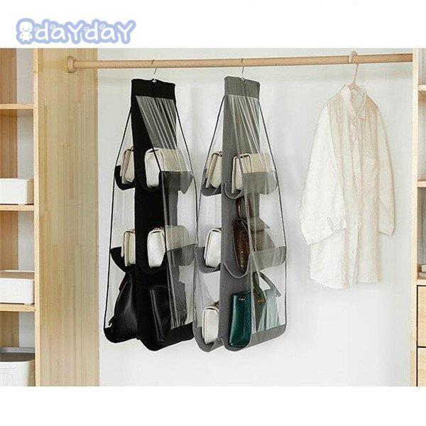 ＜＞吊り下げ式バッグ 収納ハンガー 中身可視 バッグ収納ホルダー カバン収納 フック付き 壁掛け 整理整頓 立体防塵 型崩れ防止 お片付け