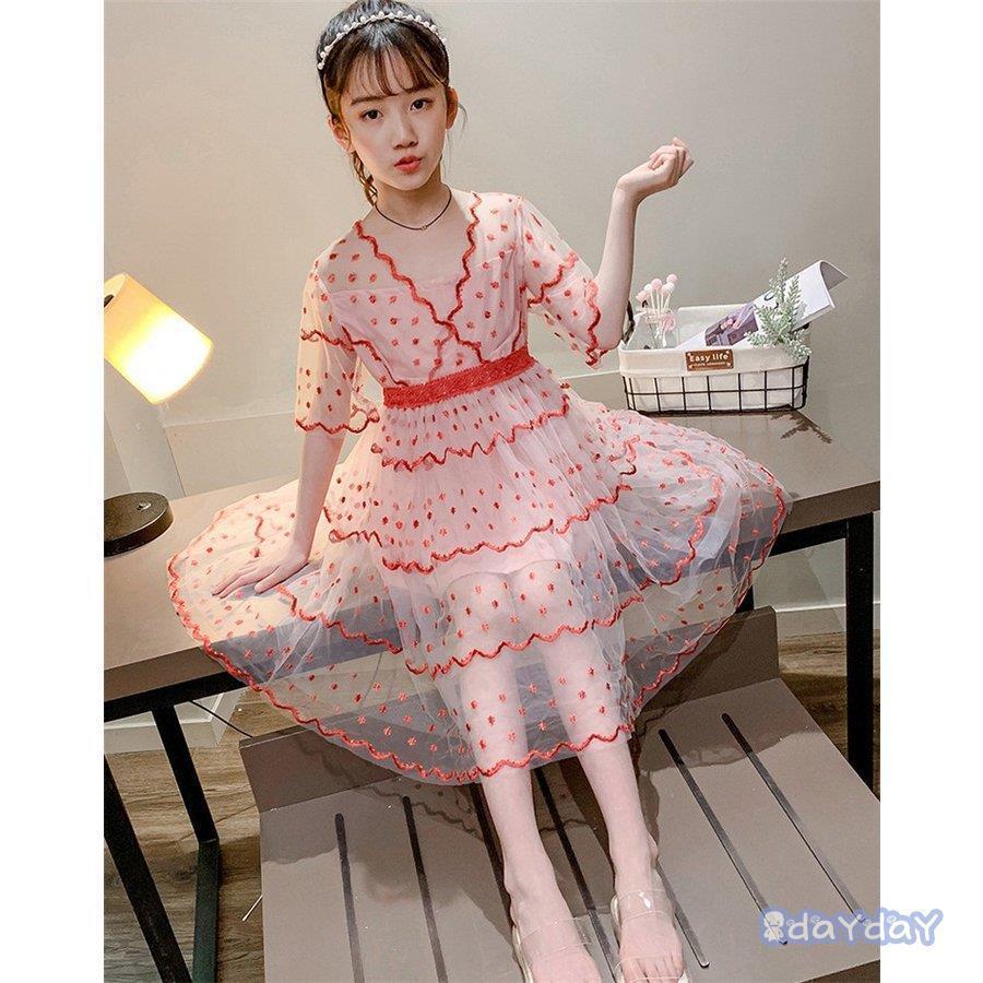 子供服 ワンピース 春夏 女の子 キッズワンピース 半袖 チュール チュニック 子供ドレス ジュニア おしゃれ カジュアル お姫様 結婚式 可愛い 新品 150cm 160cm