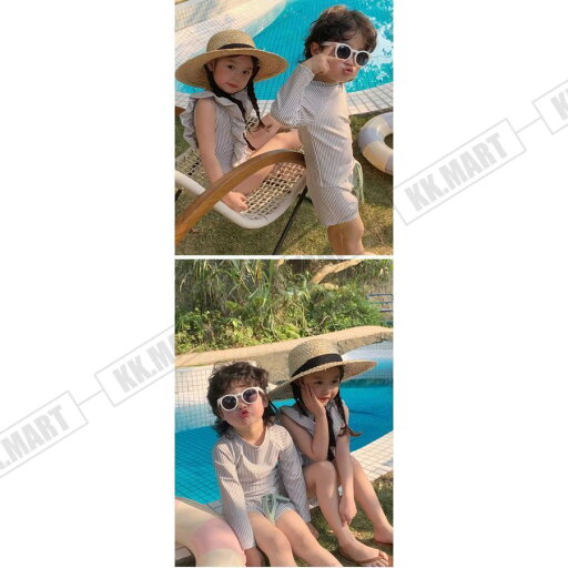 水着 キッズ 男の子 女の子 子供 子ども 長袖 セパレート オールインワン ワンピース ベビー水着 スイムウェア 2点セット 水遊び 小学生 かわいい シンプル