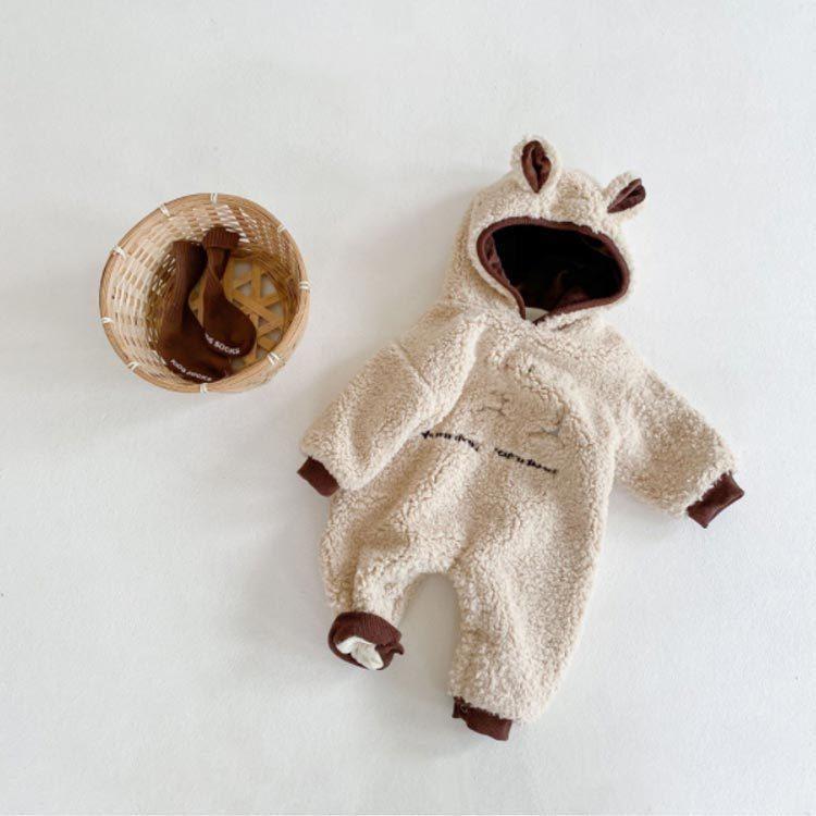 ボア　ロンパース カバーオール　サンタ クリスマス 　衣装　鹿 赤ちゃん 着ぐるみ 裏起毛 出産祝い ベビー服 防寒着 冬 新生児服 子供服